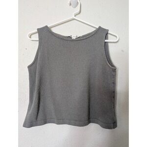 St John Top Medium Gray Santana Knit Sleeveless Career Classic Minimalist Luxury